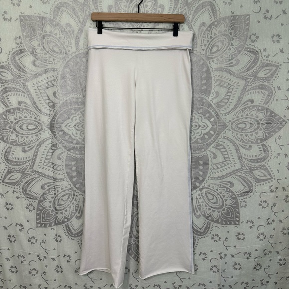 Euc $32 Blu Chic from Anthropologie White Blue Lounge Wide Leg Pajama Pants L - Picture 1 of 15